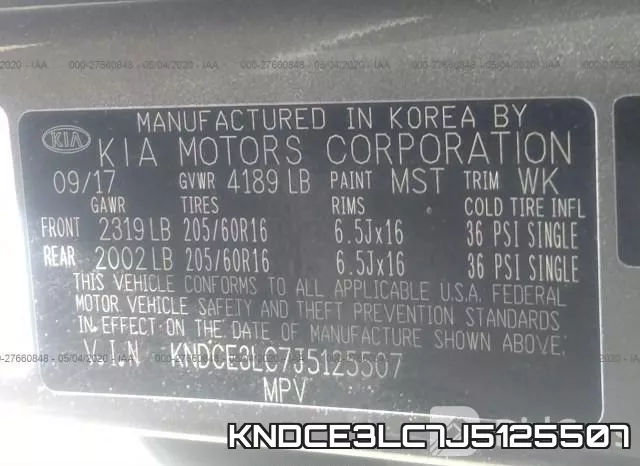 KNDCE3LC7J5125507 фото 10
