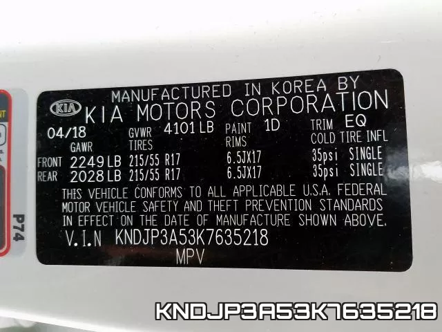 KNDJP3A53K7635218 фото 2