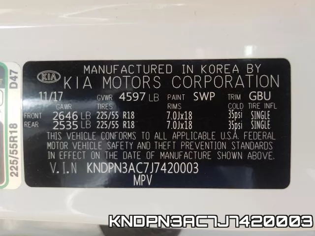 KNDPN3AC7J7420003 фото 2