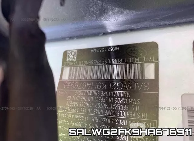 SALWG2FK9HA676911 фото 10