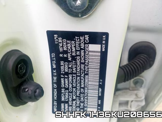 SHHFK7H36KU208656 фото 2