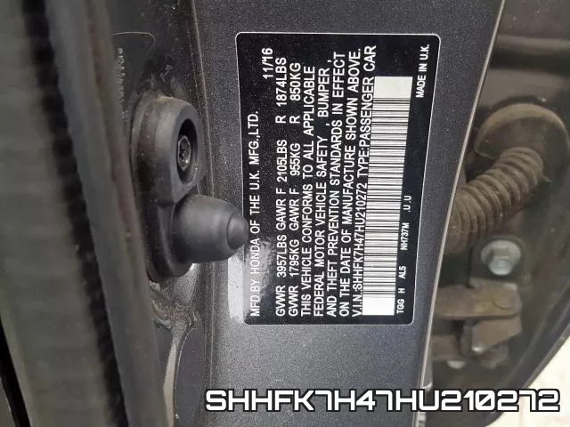 SHHFK7H47HU210272 фото 2