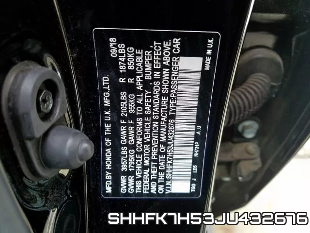 SHHFK7H53JU432676 фото 2