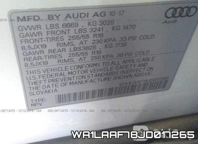 WA1LAAF78JD017265 фото 10