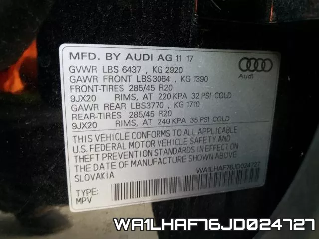 WA1LHAF76JD024727 фото 2