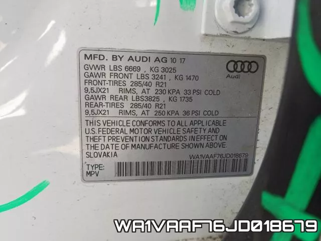 WA1VAAF76JD018679 фото 2