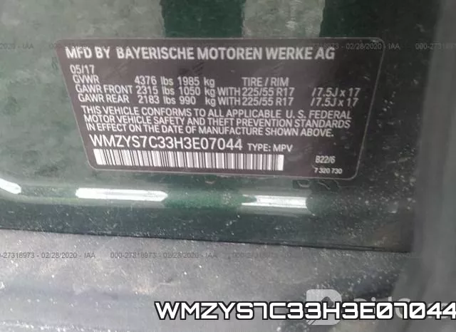 WMZYS7C33H3E07044 фото 10