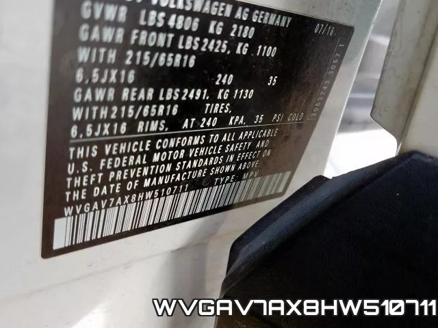 WVGAV7AX8HW510711 фото 2