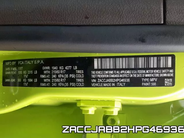 ZACCJABB2HPG46936 фото 2