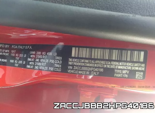 ZACCJBBB2HPG40186 фото 10