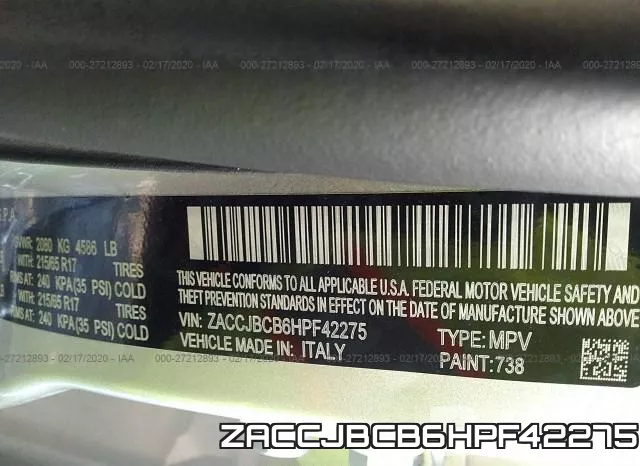 ZACCJBCB6HPF42275 фото 10