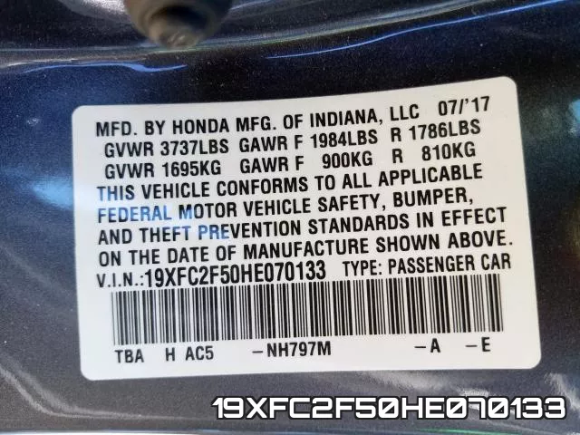19XFC2F50HE070133 фото 2