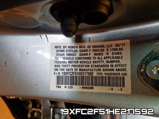 19XFC2F51HE217592 фото 2