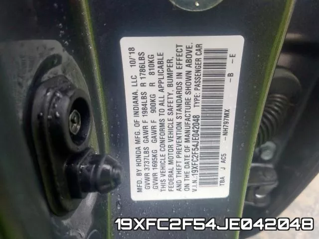 19XFC2F54JE042048 фото 2