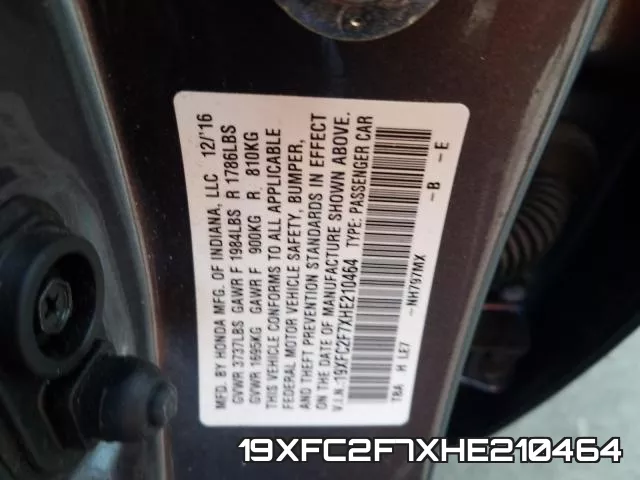 19XFC2F7XHE210464 фото 2