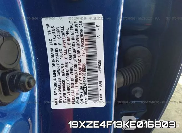 19XZE4F13KE016803 фото 10