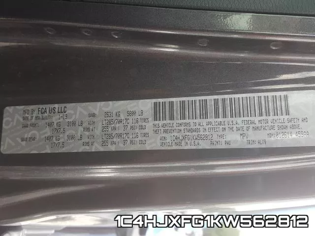 1C4HJXFG1KW562812 фото 2