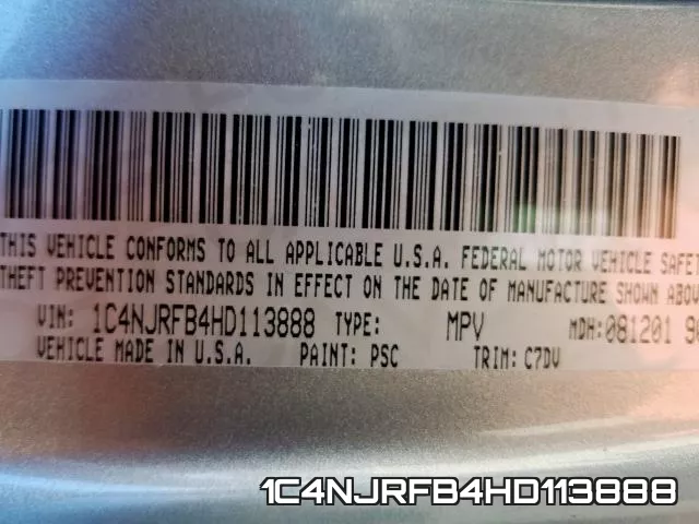 1C4NJRFB4HD113888 фото 2