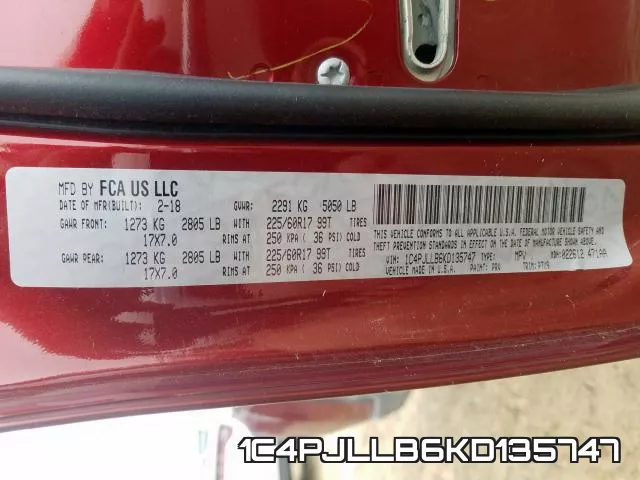 1C4PJLLB6KD135747 фото 2