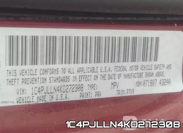 1C4PJLLN4KD272308 фото 10