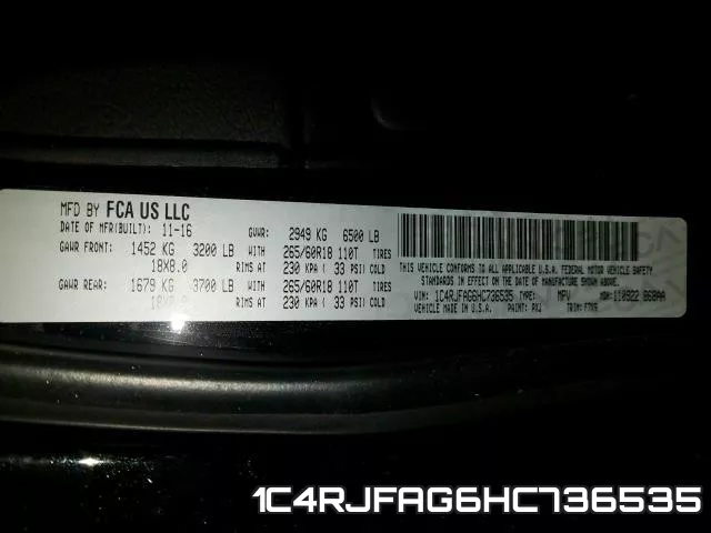 1C4RJFAG6HC736535 фото 2