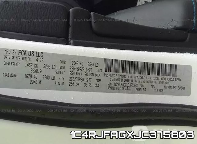1C4RJFAGXJC375803 фото 10