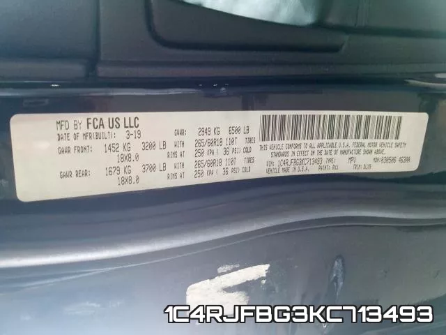 1C4RJFBG3KC713493 фото 2