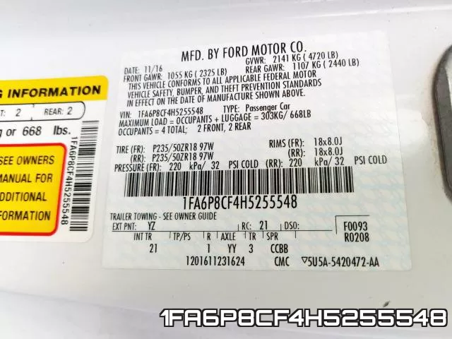 1FA6P8CF4H5255548 фото 2