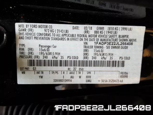 1FADP3E22JL266408 фото 2