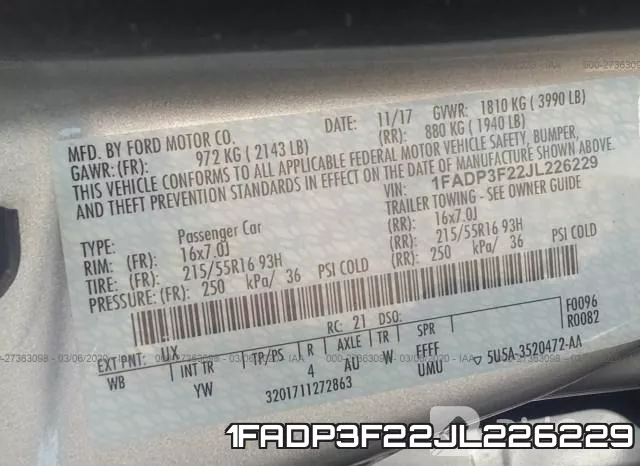 1FADP3F22JL226229 фото 10