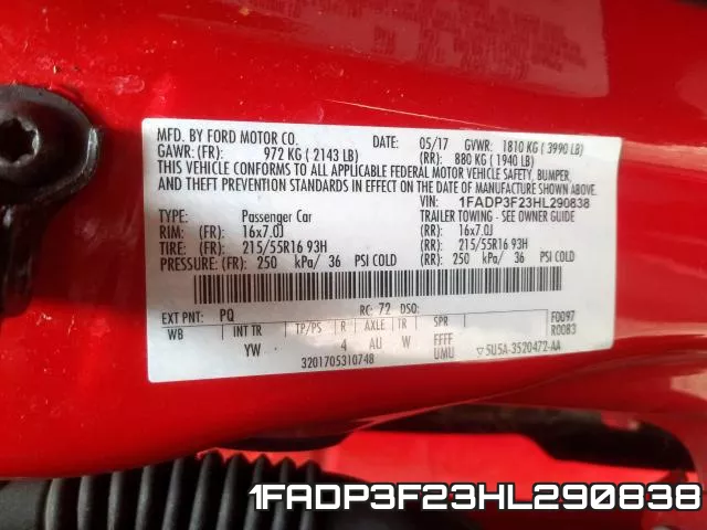 1FADP3F23HL290838 фото 2