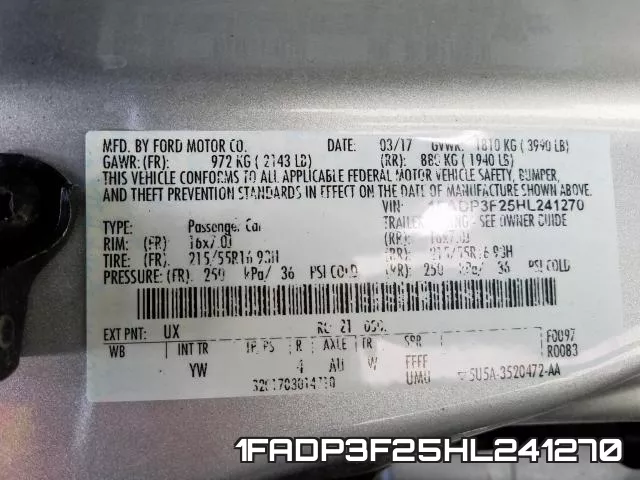 1FADP3F25HL241270 фото 2