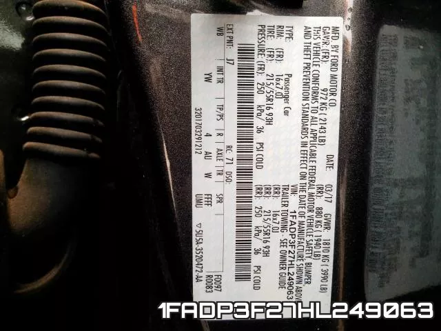 1FADP3F27HL249063 фото 2