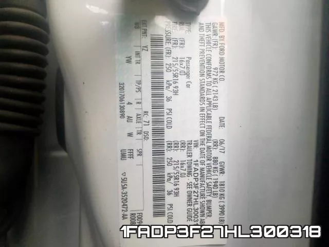 1FADP3F27HL300318 фото 2