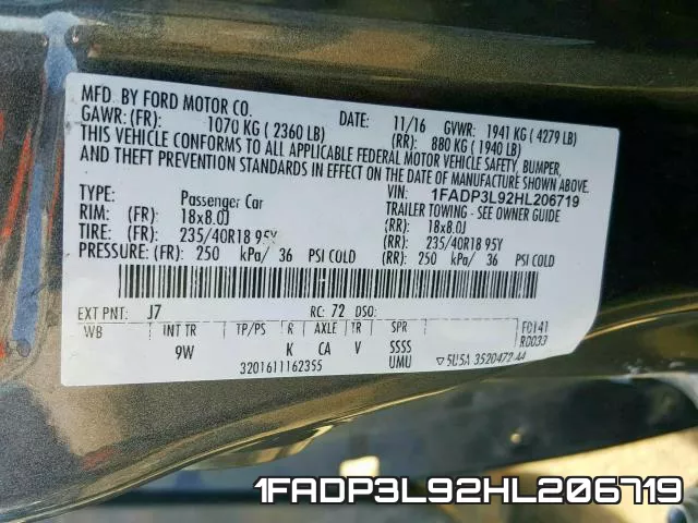 1FADP3L92HL206719 фото 2