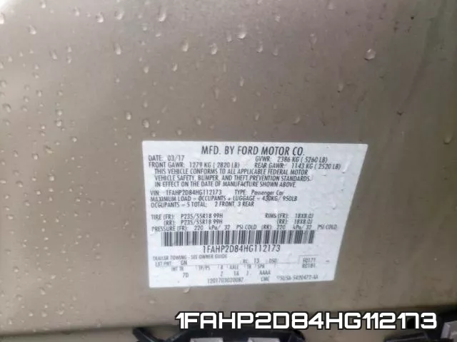 1FAHP2D84HG112173 фото 2