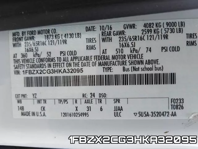 1FBZX2CG3HKA32095 фото 2