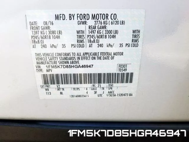 1FM5K7D85HGA46947 фото 2