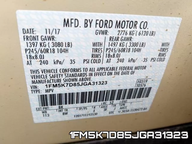 1FM5K7D85JGA31323 фото 2