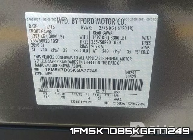 1FM5K7D85KGA77249 фото 10
