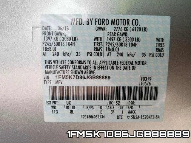 1FM5K7D86JGB88889 фото 2