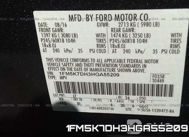 1FM5K7DH3HGA55209 фото 10
