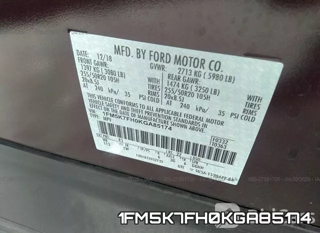 1FM5K7FH0KGA85174 фото 10