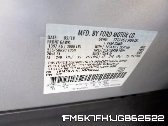 1FM5K7FH1JGB62522 фото 2