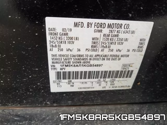 1FM5K8AR5KGB54897 фото 2