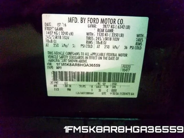 1FM5K8AR8HGA36559 фото 2