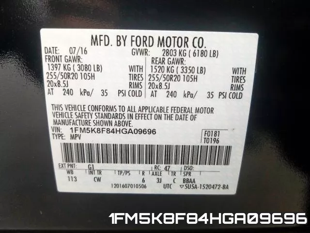 1FM5K8F84HGA09696 фото 2
