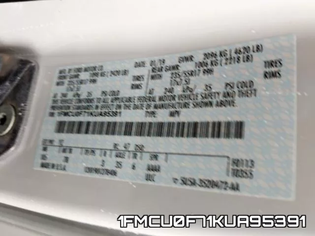 1FMCU0F71KUA95391 фото 2