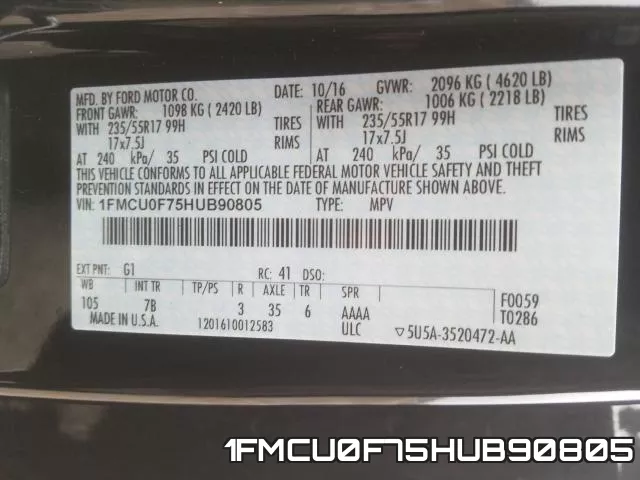 1FMCU0F75HUB90805 фото 2