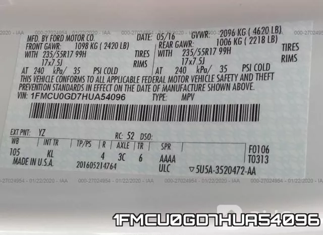 1FMCU0GD7HUA54096 фото 10